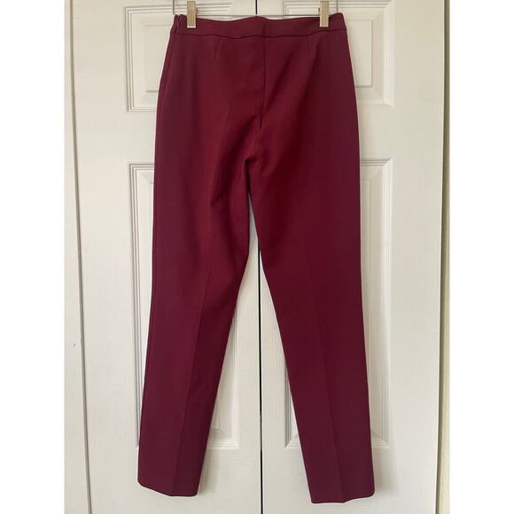 NWT Hugo Boss Tiluna Side Zip Burgundy Pull On Cotton Blend Ankle Pants • Size 0 - Picture 4 of 6
